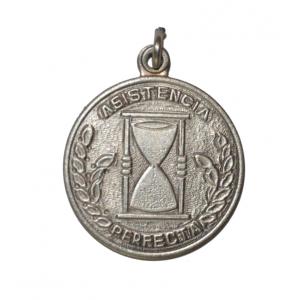 Medalla Asistencia Perfecta Reloj Arena Plata Vieja Ø 28Mm - A8